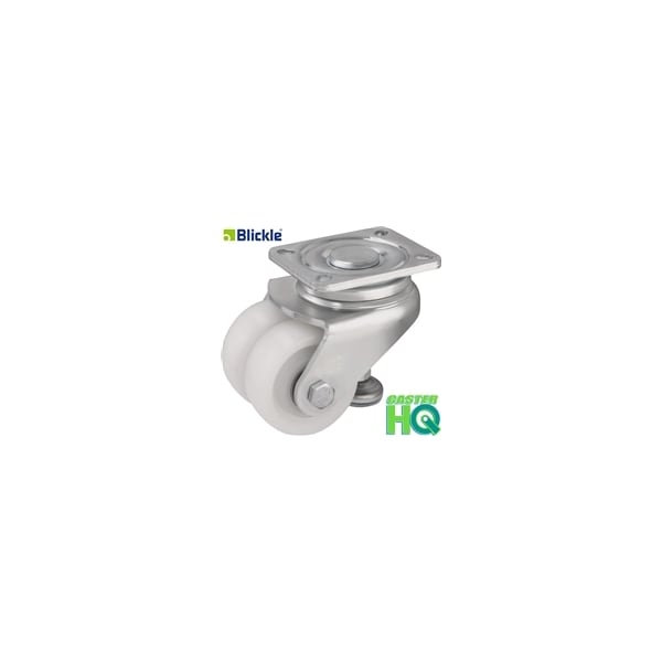 3"x2x1-1/4" Nylon Wheel, Blickle Leveling Caster W/ Integrated